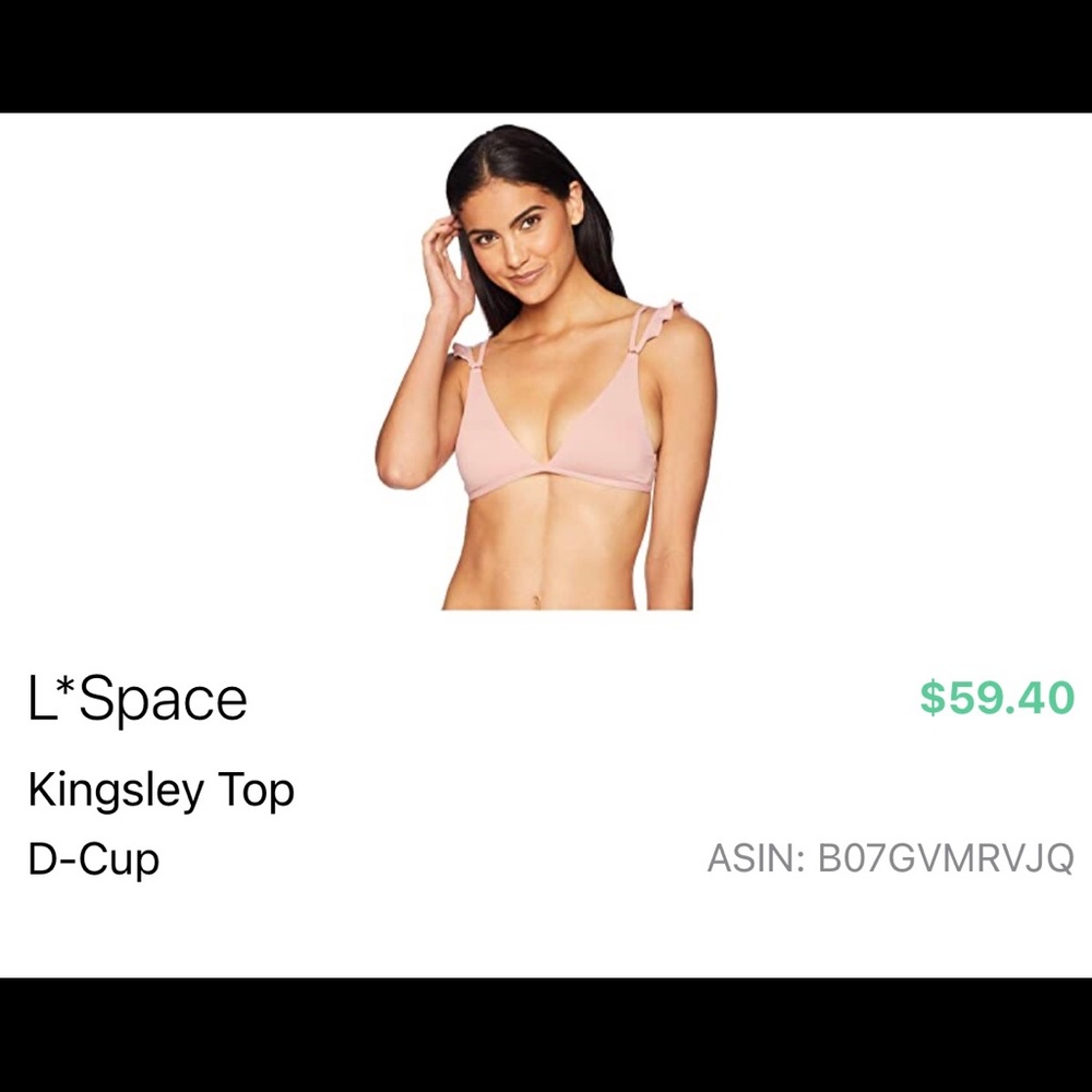 Beautiful rose color ruffle L*space bikini top